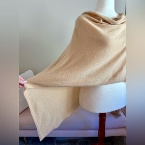 Boo Gemes 100% Cashmere  Sweater Pancho Camel Color One Size Lightweight Luxury